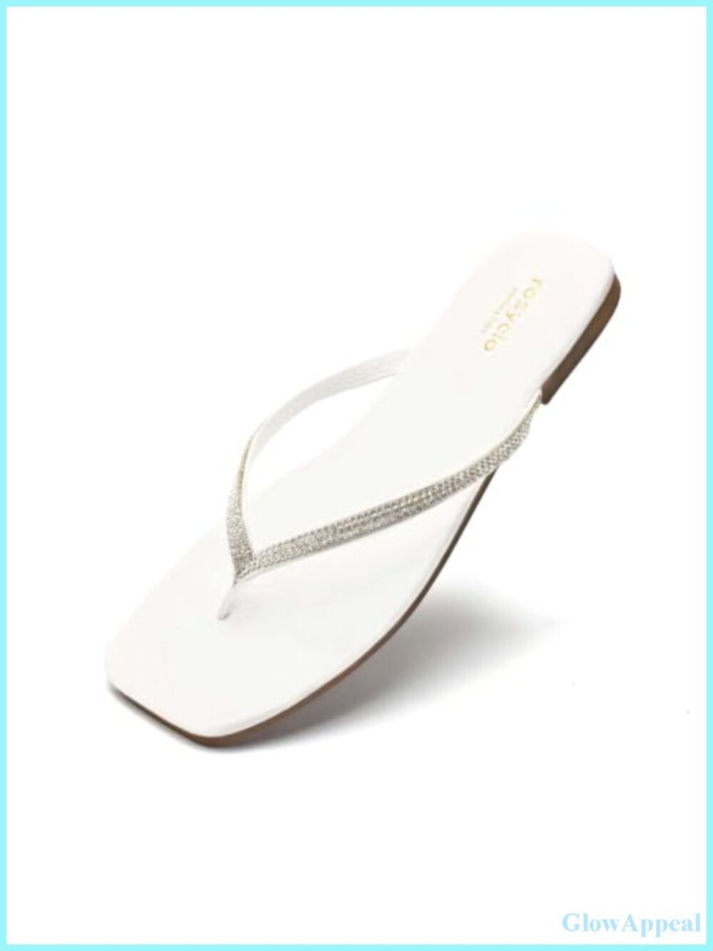 Rhinestone Square Toe Flip Flops Memory Foam Dressy Thong Sandals